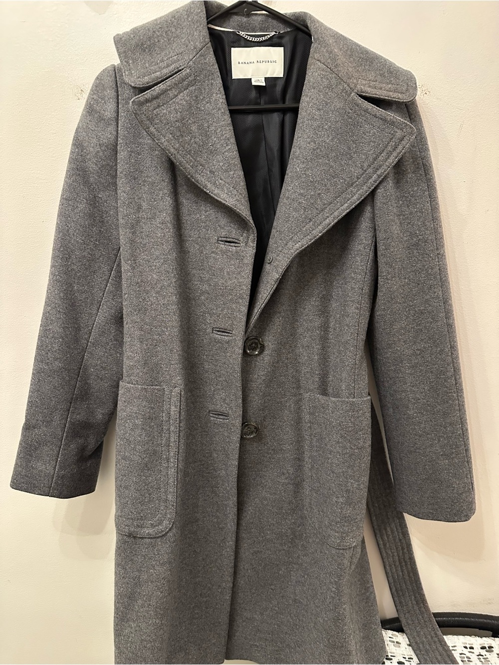 Banana Republic Gray Wool-Blend Single-Breasted Trench Coat